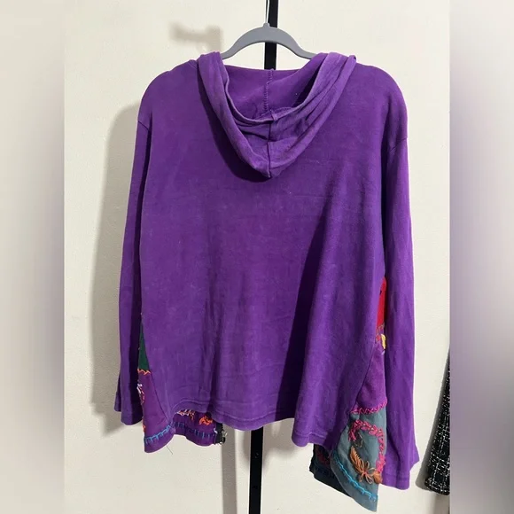 Rising Tide Colorful Patchwork Cotton Hoodie XL Cotton Zip Front Pullover - Picture 3 of 7